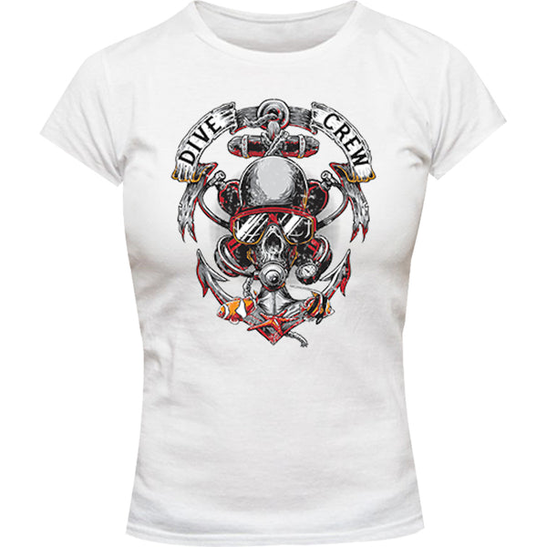 Skull Dive Crew - Ladies Slim Fit Tee - Graphic Tees Australia