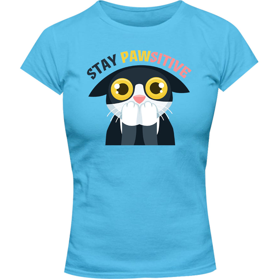 Stay Pawsitive - Ladies Slim Fit Tee - Graphic Tees Australia