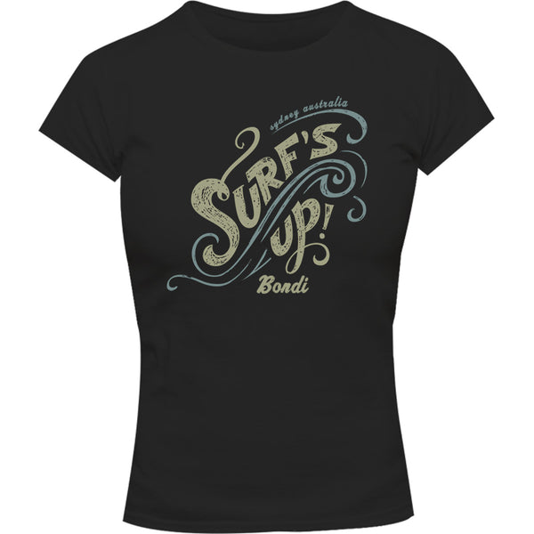 Surf's Up Bondi - Ladies Slim Fit Tee - Graphic Tees Australia