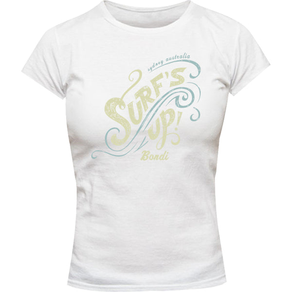 Surf's Up Bondi - Ladies Slim Fit Tee - Graphic Tees Australia