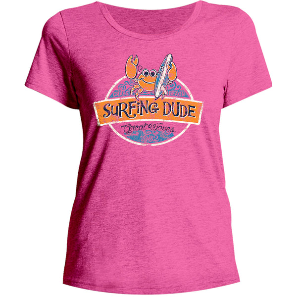 Surfing Dude - Ladies Relaxed Fit Tee - Graphic Tees Australia