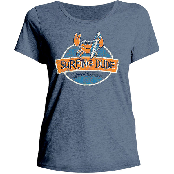 Surfing Dude - Ladies Relaxed Fit Tee - Graphic Tees Australia