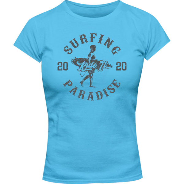 Surfing Paradise - Ladies Slim Fit Tee - Graphic Tees Australia