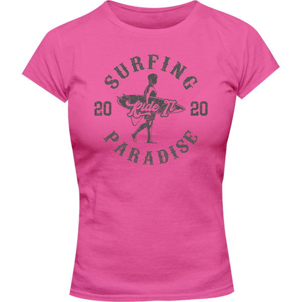 Surfing Paradise - Ladies Slim Fit Tee - Graphic Tees Australia