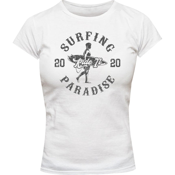 Surfing Paradise - Ladies Slim Fit Tee - Graphic Tees Australia