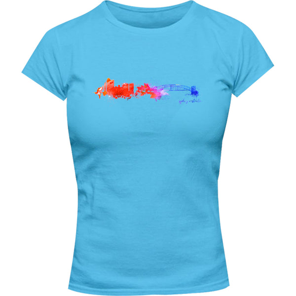 Sydney Australia Painterly Skyline - Ladies Slim Fit Tee - Graphic Tees Australia