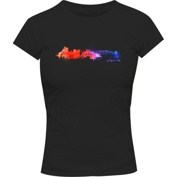 Sydney Australia Painterly Skyline - Ladies Slim Fit Tee - Graphic Tees Australia