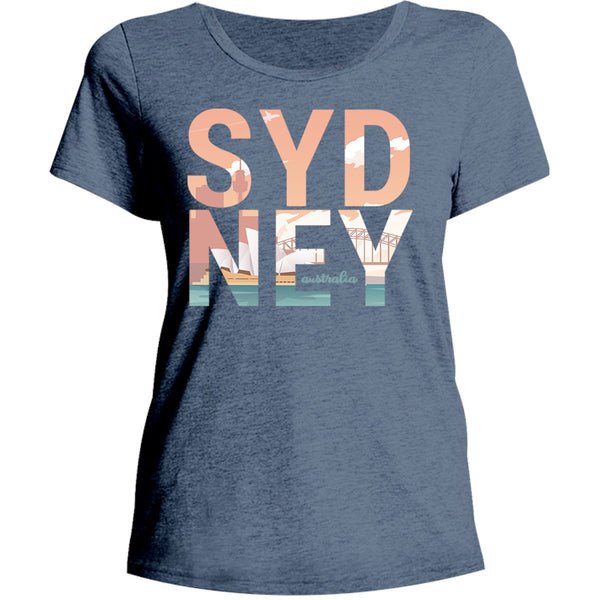 Sydney Australia Photo in Word - Ladies Relaxed Fit Tee - Graphic Tees Australia