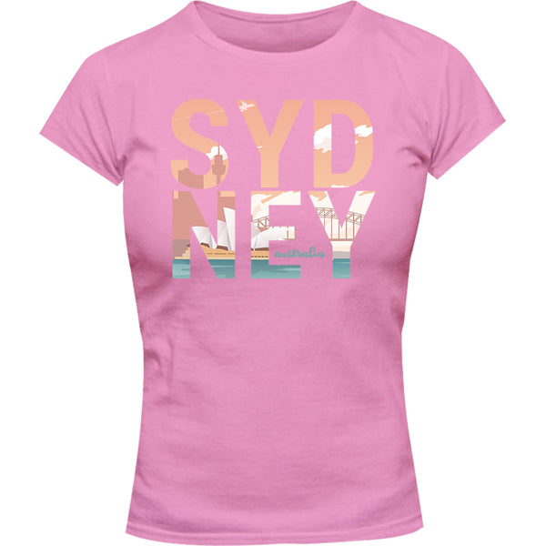 Sydney Australia Photo in Word - Ladies Slim Fit Tee - Graphic Tees Australia