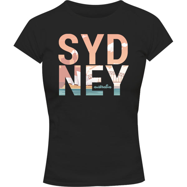 Sydney Australia Photo in Word - Ladies Slim Fit Tee - Graphic Tees Australia