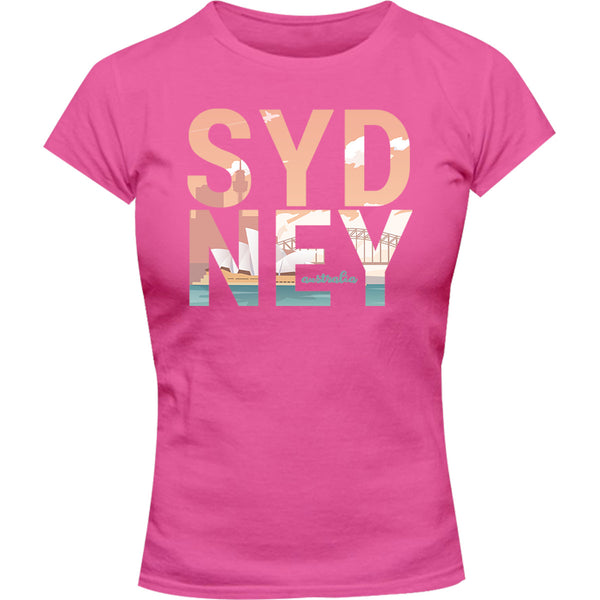 Sydney Australia Photo in Word - Ladies Slim Fit Tee - Graphic Tees Australia