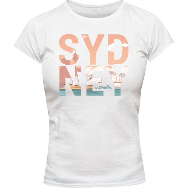 Sydney Australia Photo in Word - Ladies Slim Fit Tee - Graphic Tees Australia