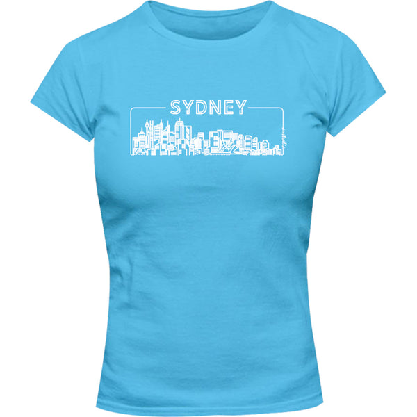 Sydney Australia Skyline Outline - Ladies Slim Fit Tee - Graphic Tees Australia