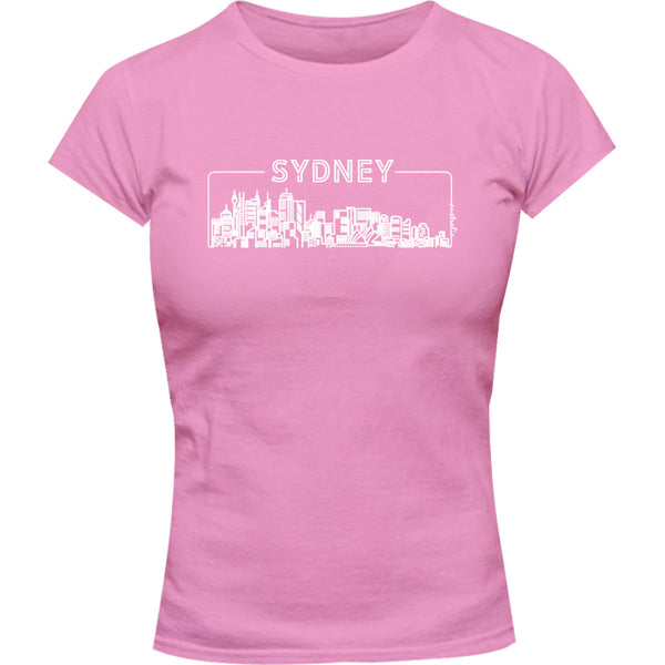 Sydney Australia Skyline Outline - Ladies Slim Fit Tee - Graphic Tees Australia