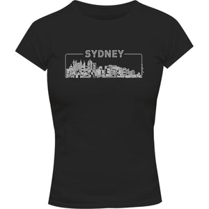 Sydney Australia Skyline Outline - Ladies Slim Fit Tee - Graphic Tees Australia