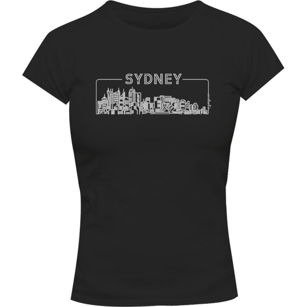 Sydney Australia Skyline Outline - Ladies Slim Fit Tee - Graphic Tees Australia