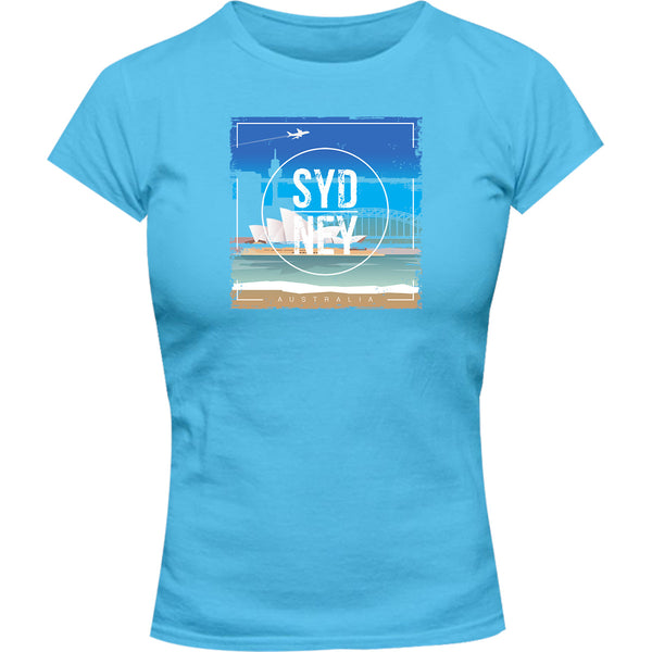 Sydney Australia Square Paint Brush - Ladies Slim Fit Tee - Graphic Tees Australia