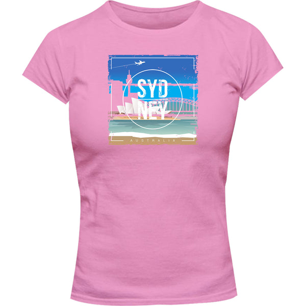 Sydney Australia Square Paint Brush - Ladies Slim Fit Tee - Graphic Tees Australia