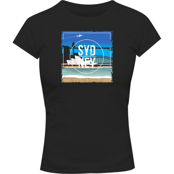 Sydney Australia Square Paint Brush - Ladies Slim Fit Tee - Graphic Tees Australia