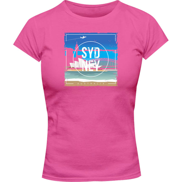 Sydney Australia Square Paint Brush - Ladies Slim Fit Tee - Graphic Tees Australia