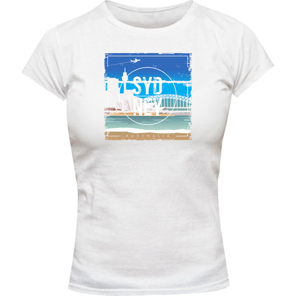 Sydney Australia Square Paint Brush - Ladies Slim Fit Tee - Graphic Tees Australia