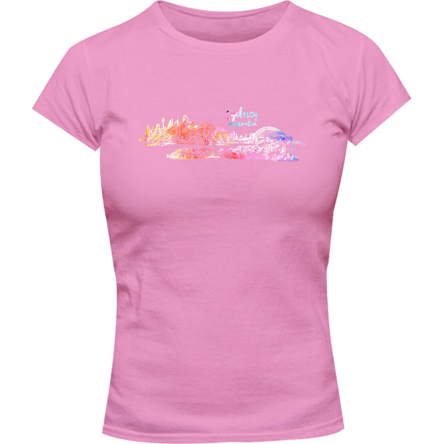 Sydney Australia Watercolour Sketch - Ladies Slim Fit Tee - Graphic Tees Australia