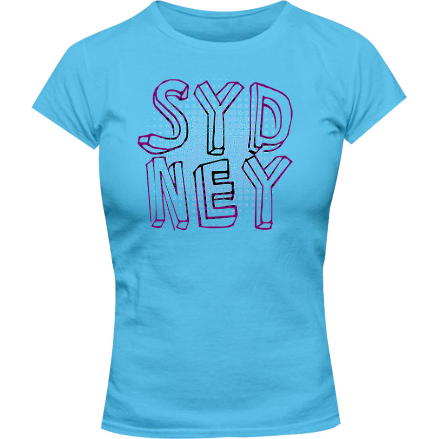 Sydney Halftone Circle Map - Ladies Slim Fit Tee - Graphic Tees Australia