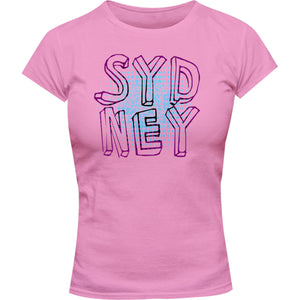 Sydney Halftone Circle Map - Ladies Slim Fit Tee - Graphic Tees Australia