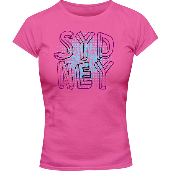 Sydney Halftone Circle Map - Ladies Slim Fit Tee - Graphic Tees Australia