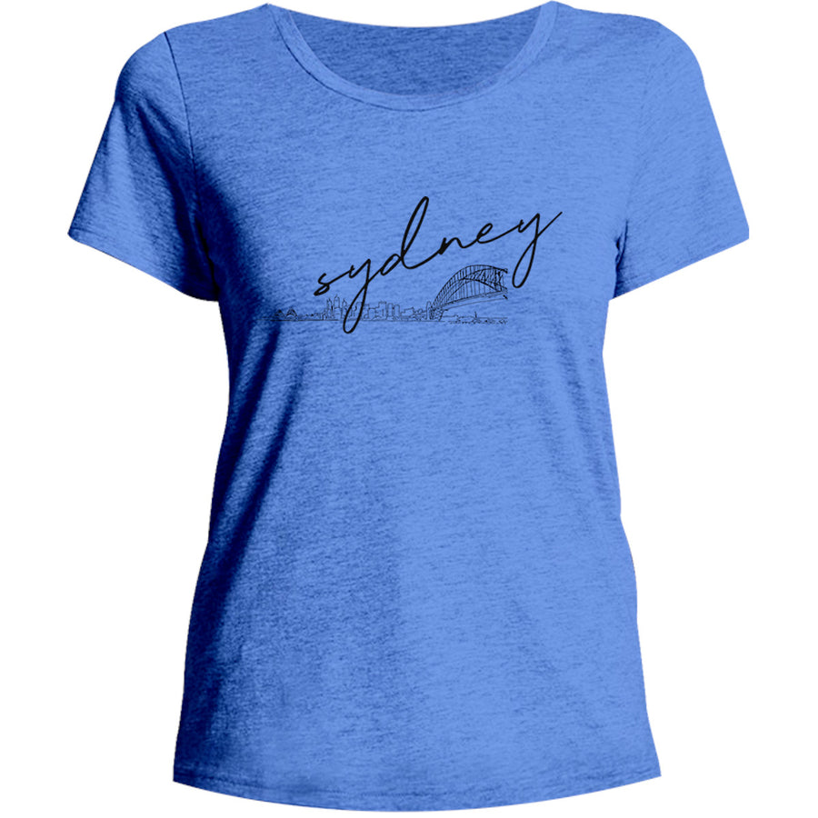 Sydney Hand-drawn Skyline - Ladies Relaxed Fit Tee - Graphic Tees Australia