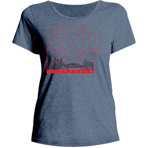 Sydney Type Outline Skyline - Ladies Relaxed Fit Tee - Graphic Tees Australia