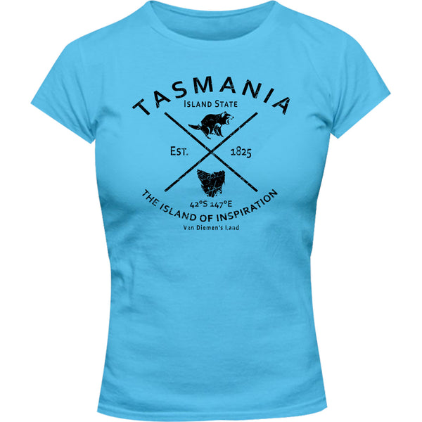 Tasmania Island State - Ladies Slim Fit Tee - Graphic Tees Australia