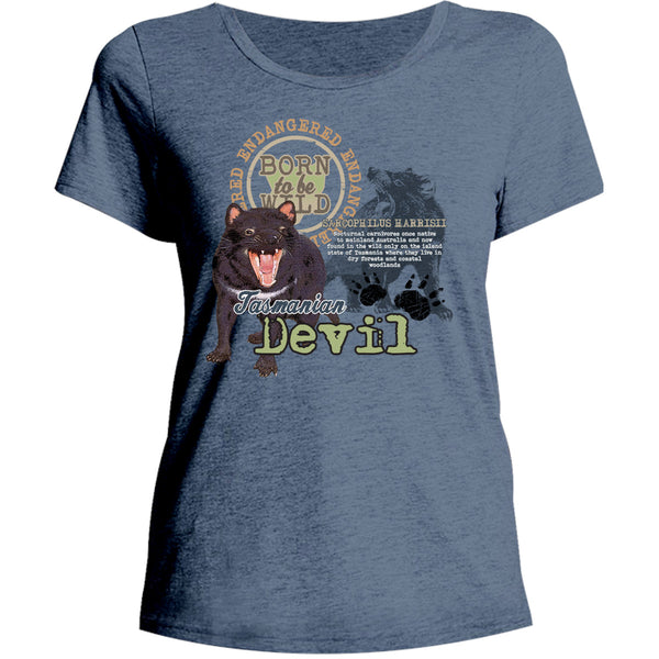 Tasmanian Devil Endangered - Ladies Relaxed Fit Tee - Graphic Tees Australia