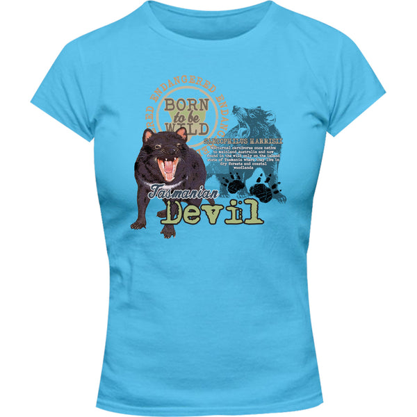 Tasmanian Devil Endangered - Ladies Slim Fit Tee - Graphic Tees Australia