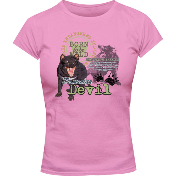 Tasmanian Devil Endangered - Ladies Slim Fit Tee - Graphic Tees Australia