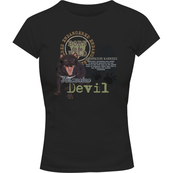 Tasmanian Devil Endangered - Ladies Slim Fit Tee - Graphic Tees Australia