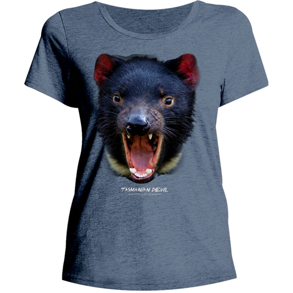 Tasmanian Devil Head - Ladies Relaxed Fit Tee - Graphic Tees Australia