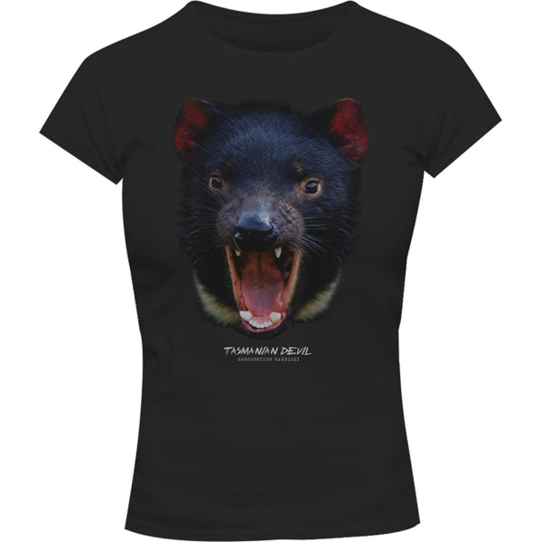 Tasmanian Devil Head - Ladies Slim Fit Tee - Graphic Tees Australia