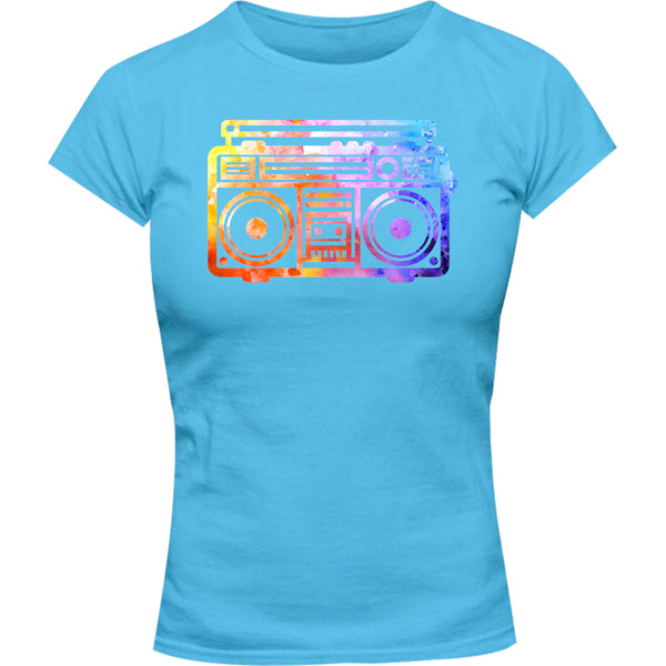 Vintage Boombox Colourful - Ladies Slim Fit Tee