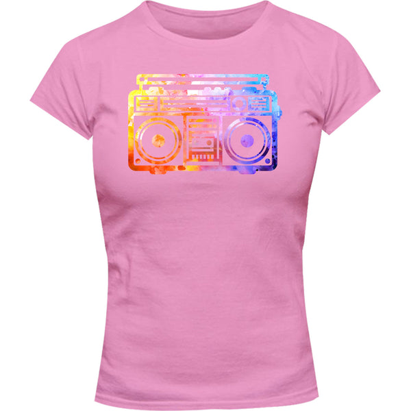 Vintage Boombox Colourful - Ladies Slim Fit Tee