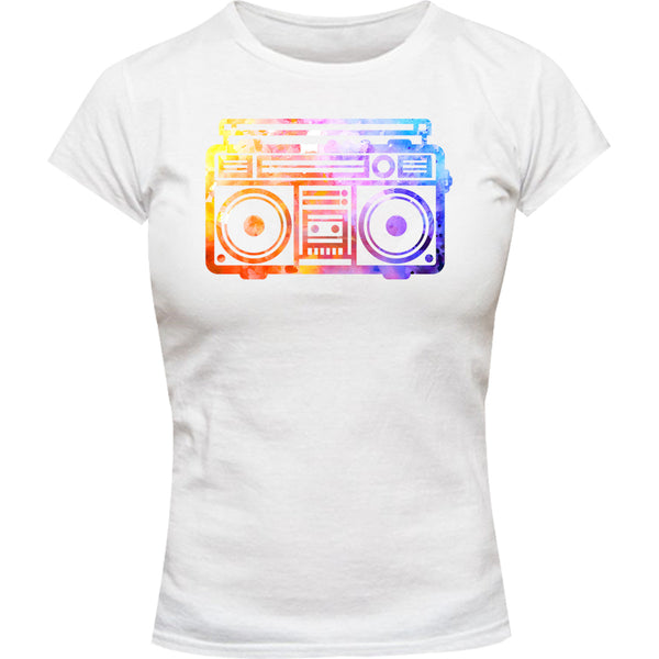 Vintage Boombox Colourful - Ladies Slim Fit Tee