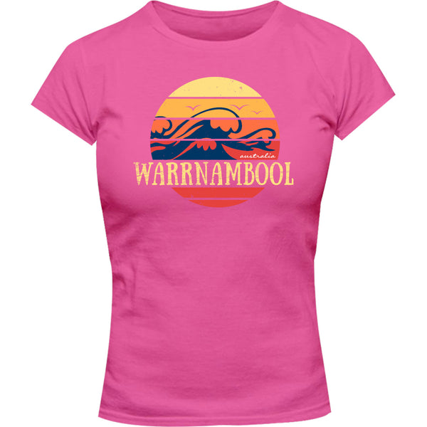 Warrnambool Circle Wave - Ladies Slim Fit Tee - Graphic Tees Australia