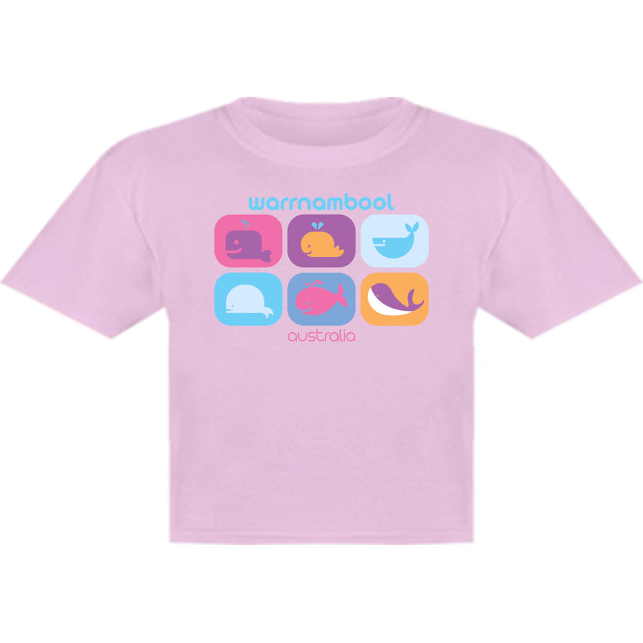 Warrnambool Multicoloured Whales - Youth & Infant Tee - Graphic Tees Australia