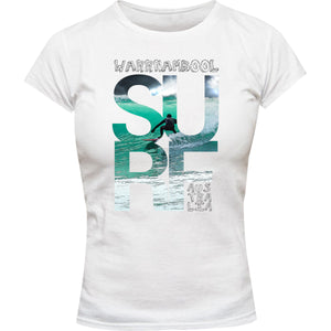 Warrnambool Surf Photo In Word - Ladies Slim Fit Tee - Graphic Tees Australia