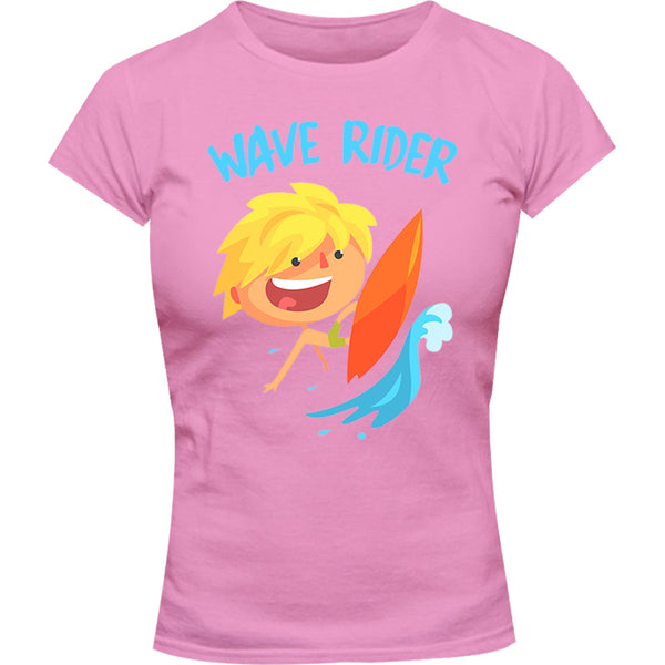 Wave Rider - Ladies Slim Fit Tee - Graphic Tees Australia