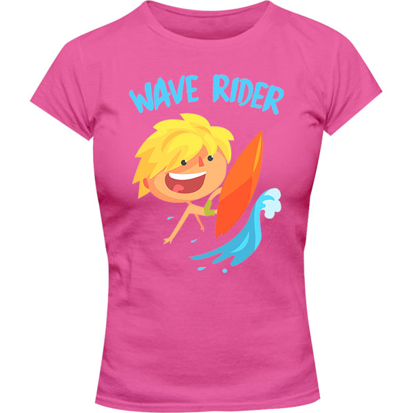 Wave Rider - Ladies Slim Fit Tee - Graphic Tees Australia