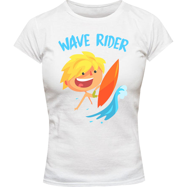 Wave Rider - Ladies Slim Fit Tee - Graphic Tees Australia