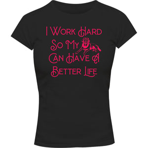 Work Hard For My Labrador - Ladies Slim Fit Tee - Graphic Tees Australia