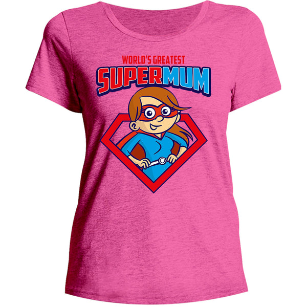 World's Greatest Super Mum - Ladies Relaxed Fit Tee - Graphic Tees Australia