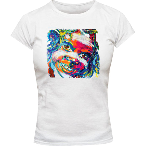 Yalanji Girl 1 - Ladies Slim Fit Tee - Graphic Tees Australia